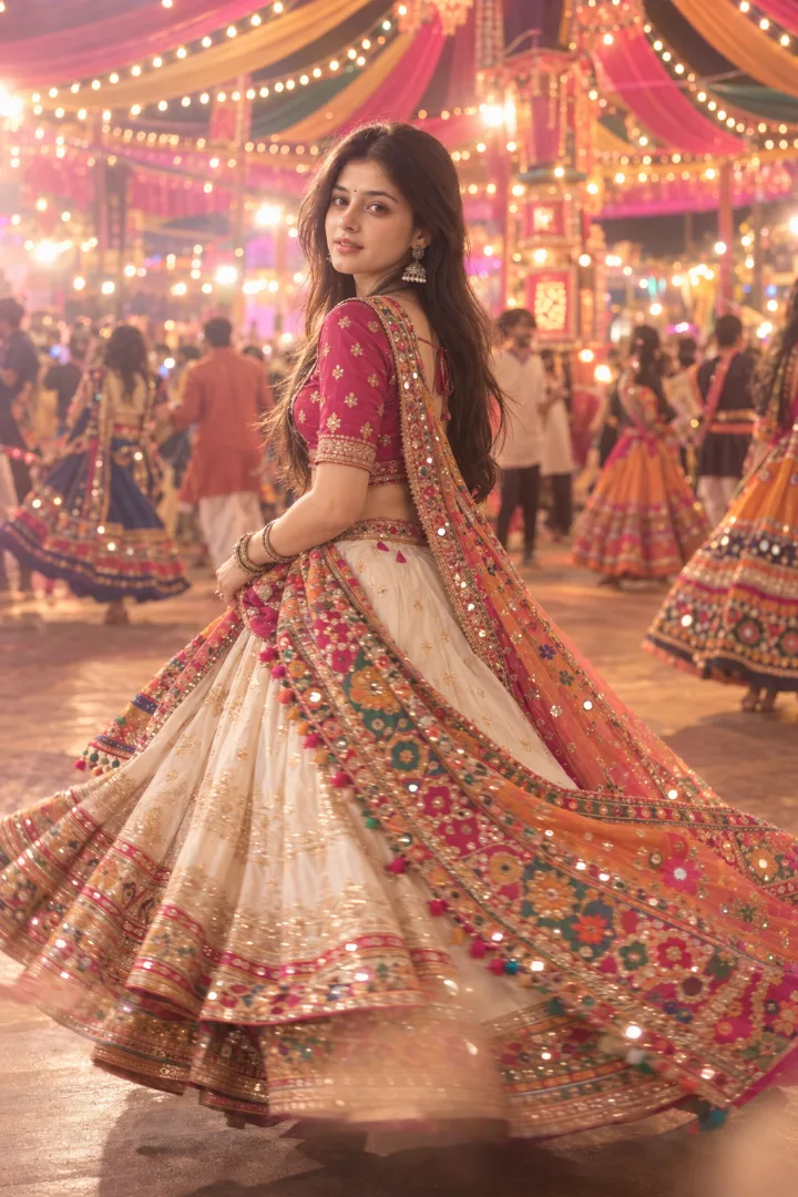 bg-Dreamy Pink & Ivory Garba Look ChatGPT Prompt 