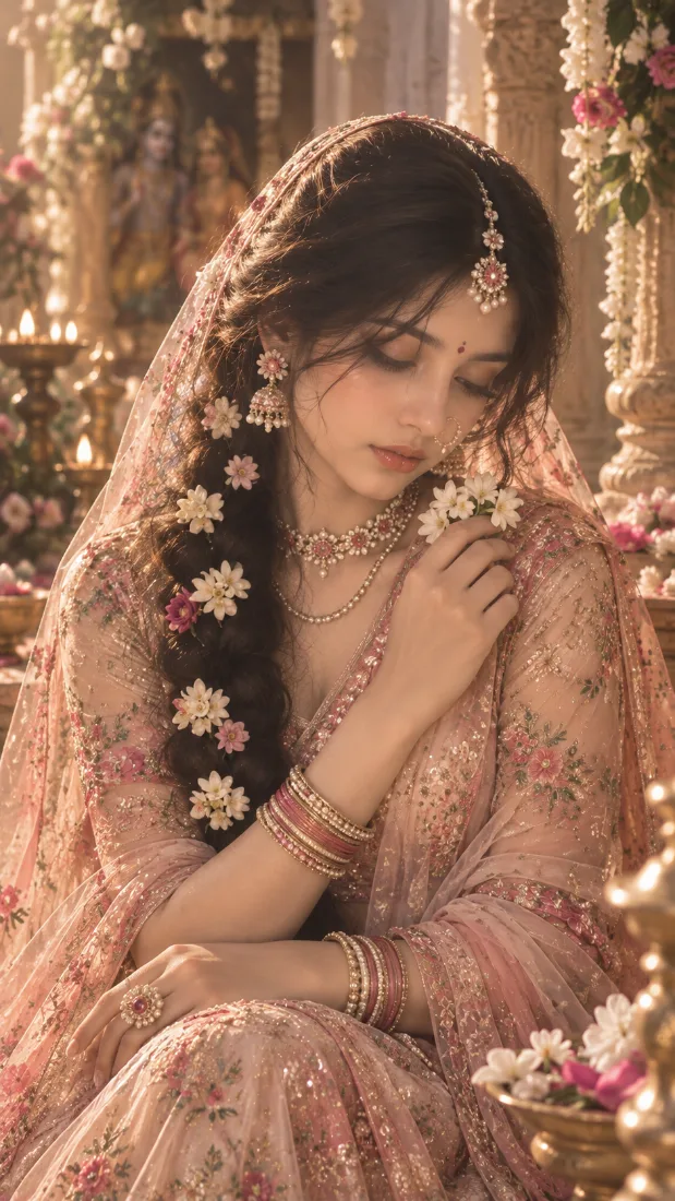 Dreamy Radha-Inspired Floral Portrait