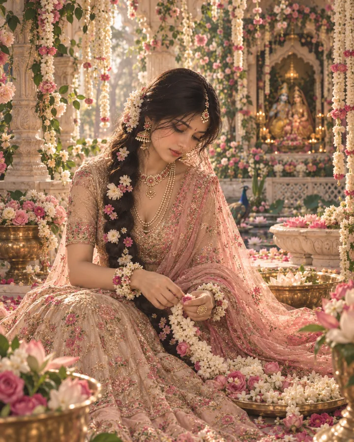 Radha Ashtami Floral Palace Portrait